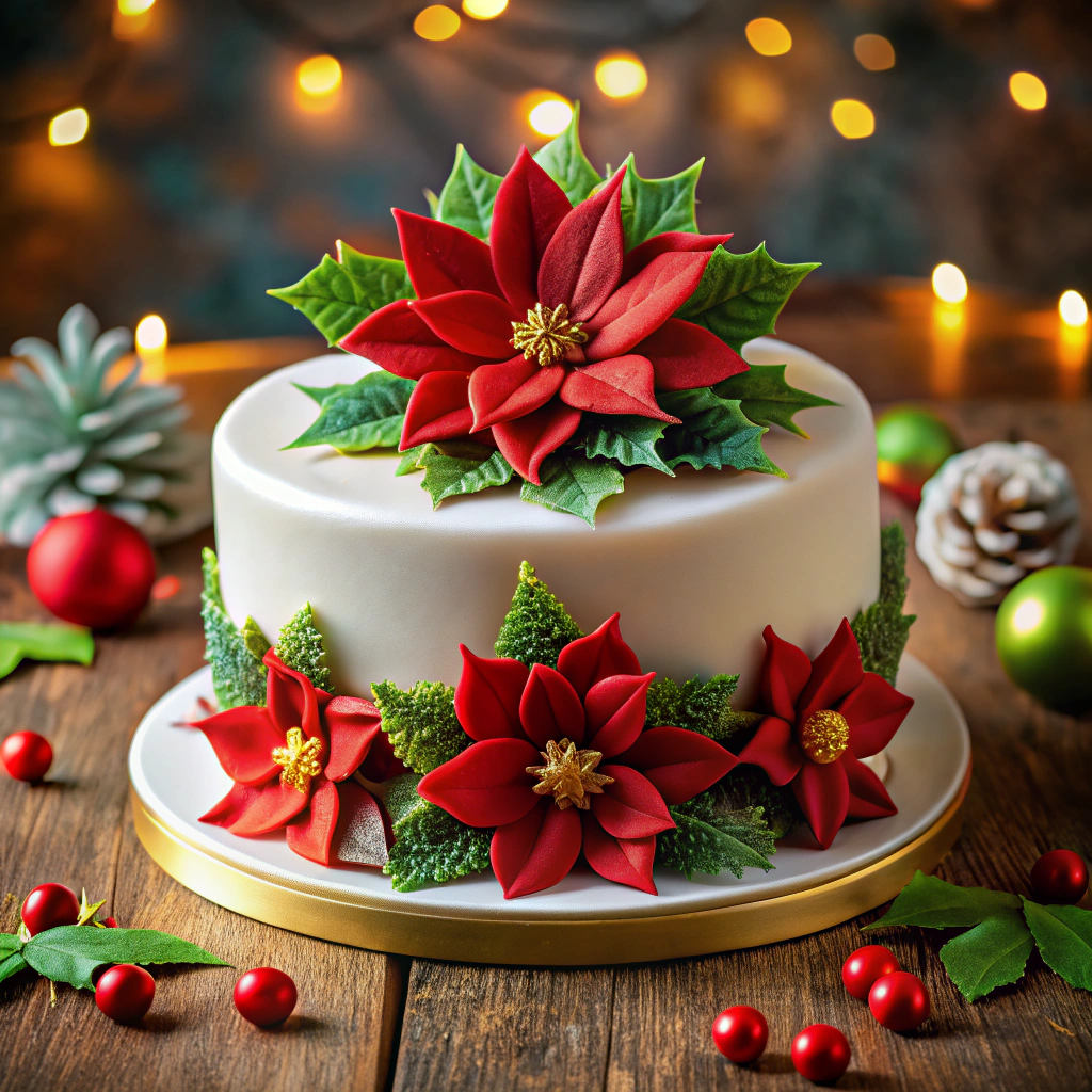 poinsettia shaped fondant