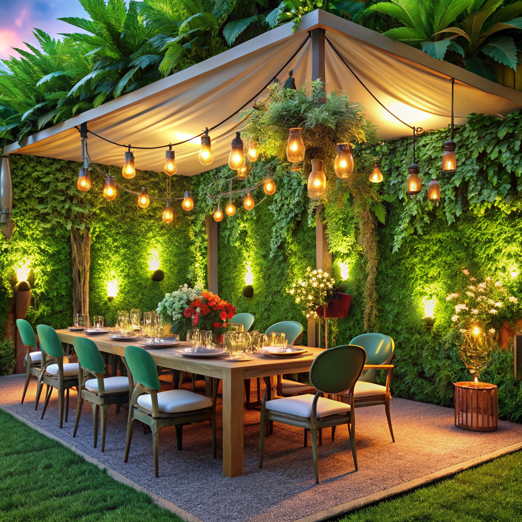 set up a green foliage wall