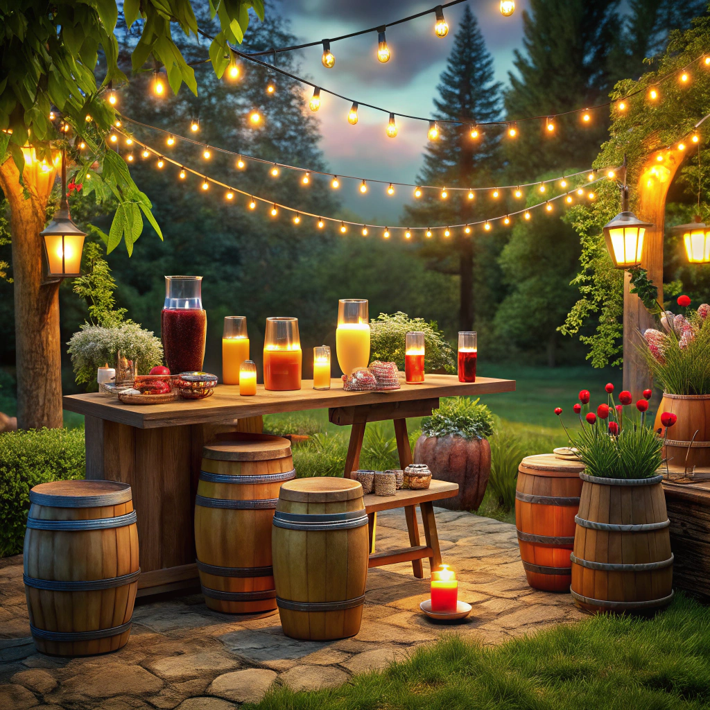 set up a rustic barrel bar